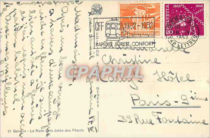 CPM Geneve La Rade et la Jetee des Paquis  — Verso