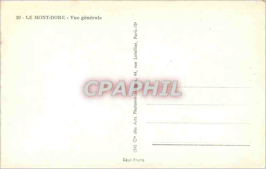 CPM Le Mont Dore Vue generale  — Verso