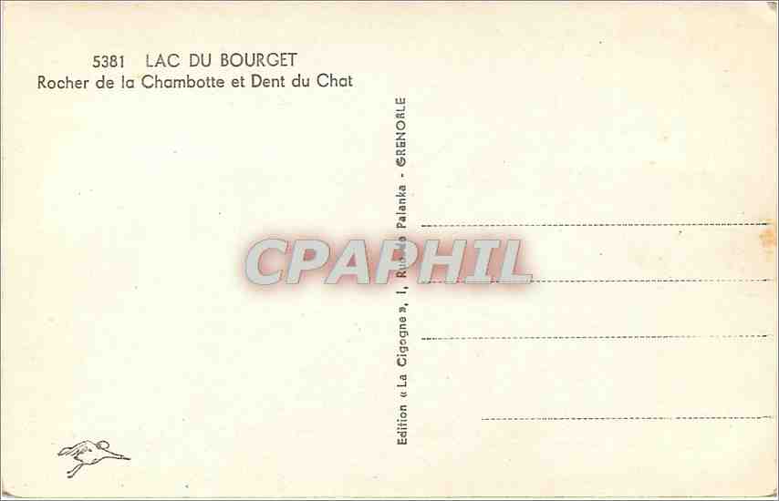 CPM Lac du Bourget Rocher de la Chambotte et Dent du Chat  — Rückseite