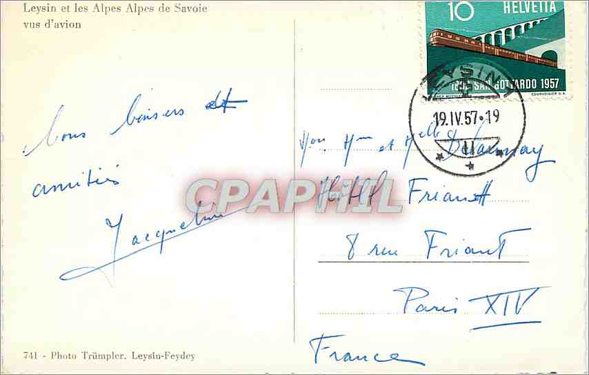 CPM Leysin et les Alpes de Savoie vus d'Avion  — Rückseite