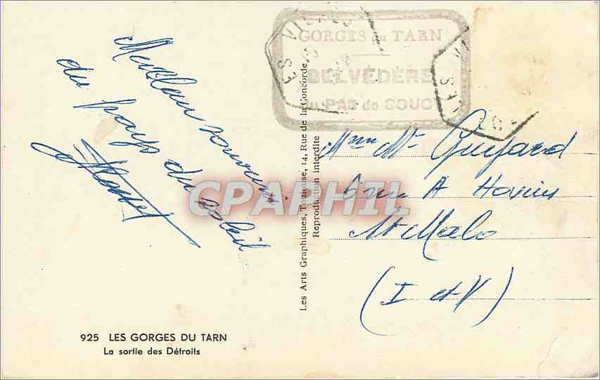 CPM Les Gorges du Tarn La sortie des Detroits  — Verso