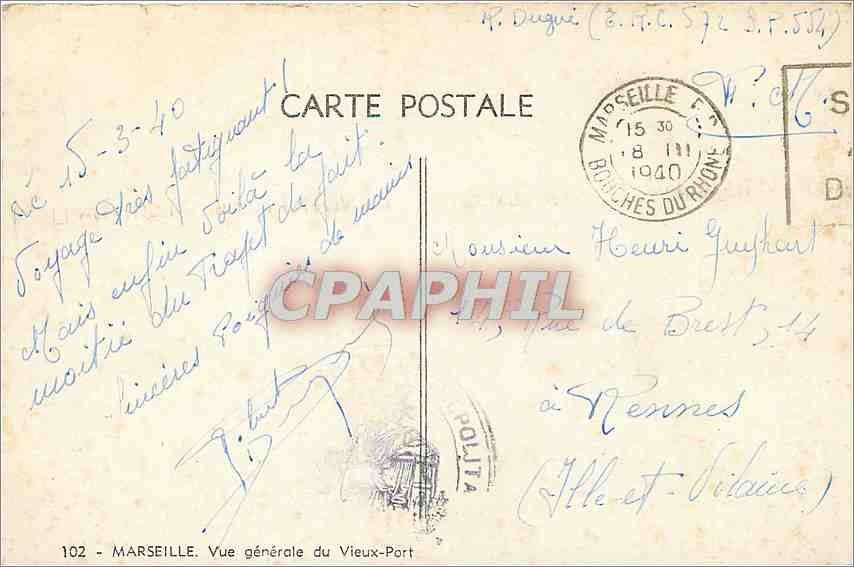 CPM Marseille Vue generale du Vieux Port  — Verso