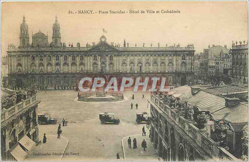 CPA Nancy Place Stanislas Hotel de Ville et Cathedrale 