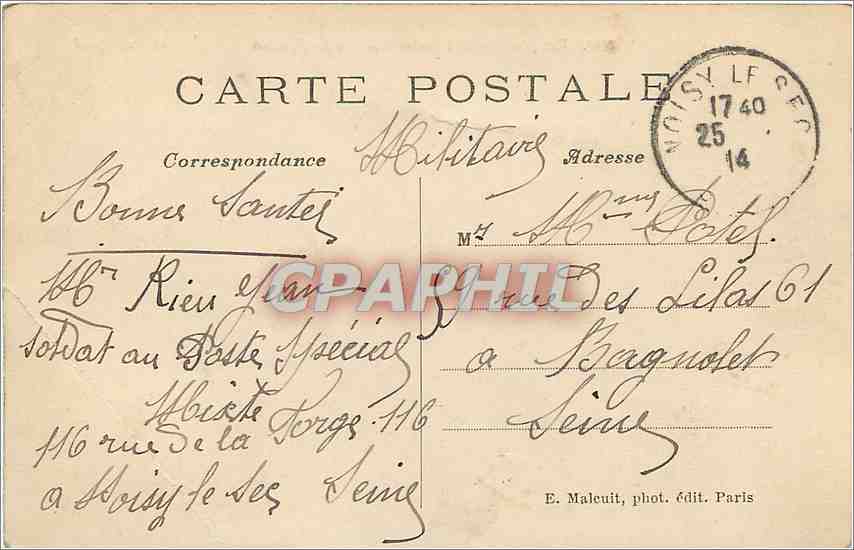 CPA Vue generale de l'Ancien Chateau de Meudon  — Rückseite