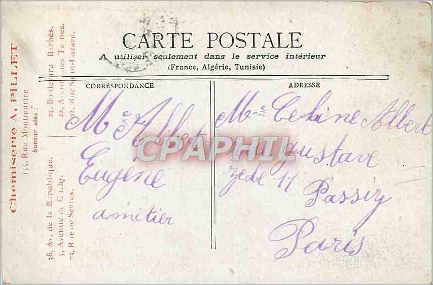 Fontainebleau — Uitzicht op het meer — Chemiserie A. PILLET — Achterkant