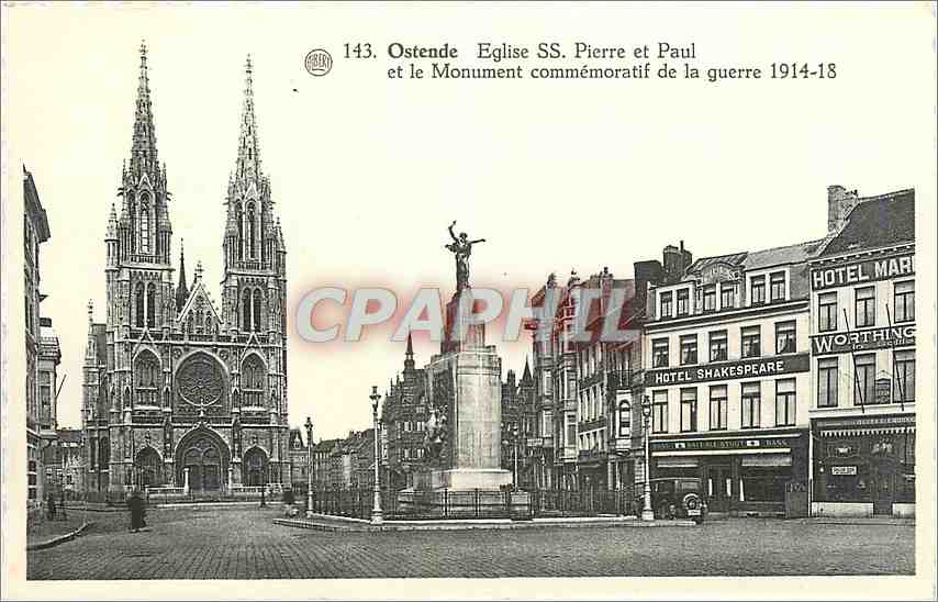 CPA Ostende Eglise SS Pierre et Paul et le Monument commemoratif de la guerre 