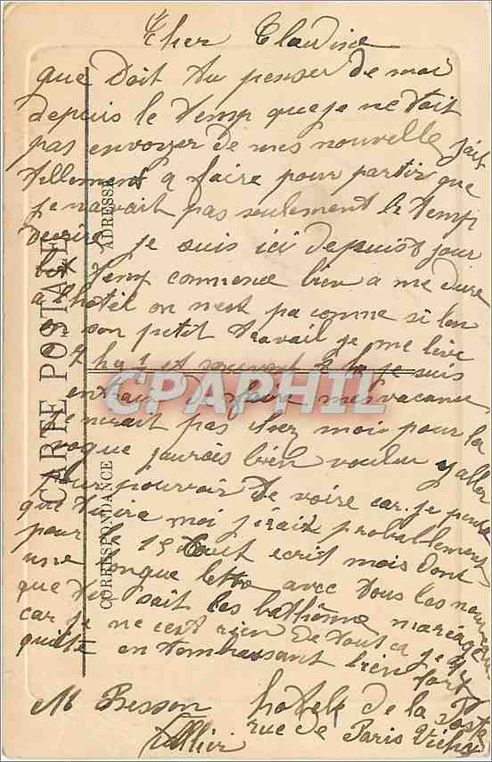 CPA Vichy Le Casino Un Coin de la Terrasse  — Verso