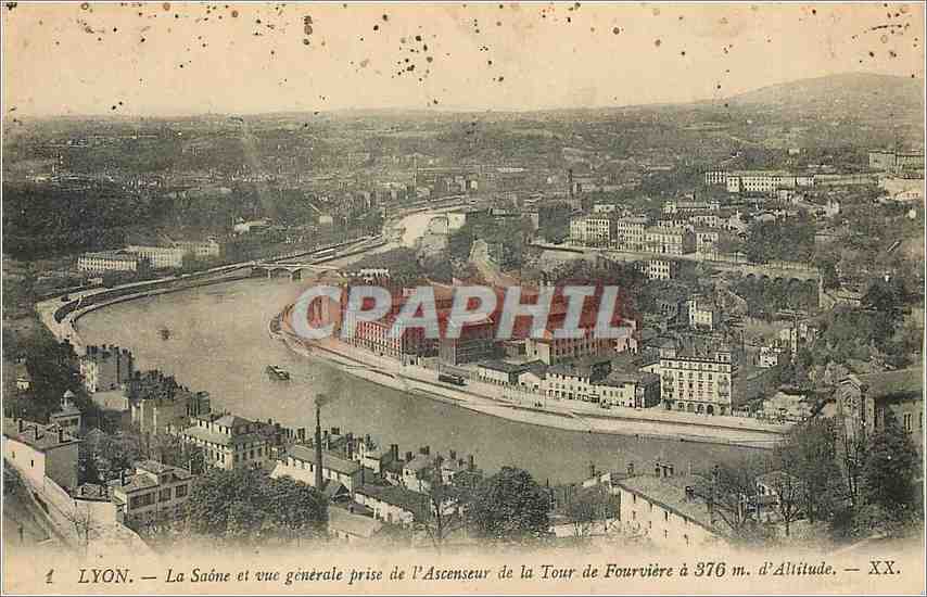 CPA Lyon La Saone et vue generale prise de l'Ascenseur de la Tour de Fourviere 