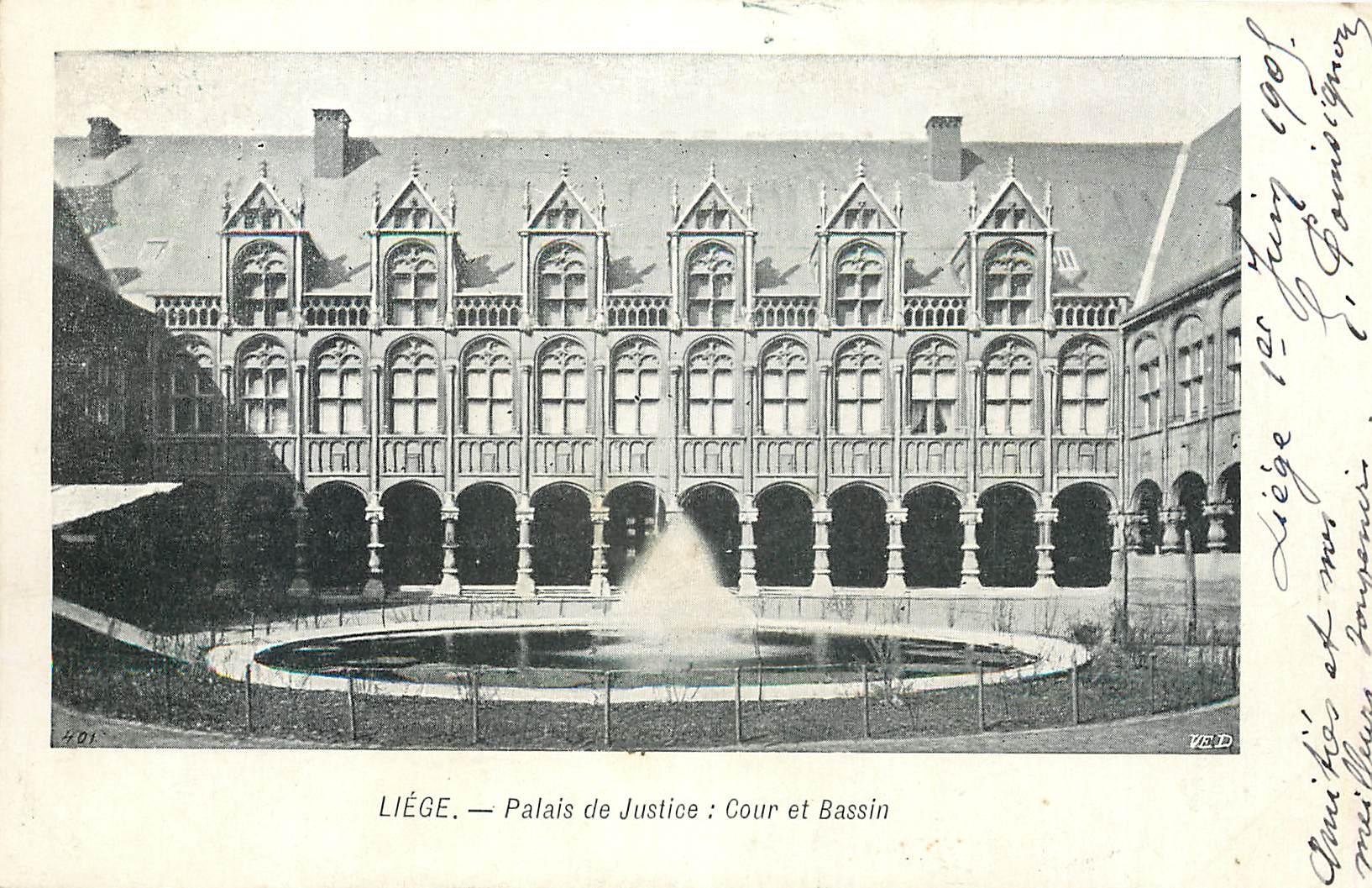 CPA Liege Palais de Justice Cour et Bassin 