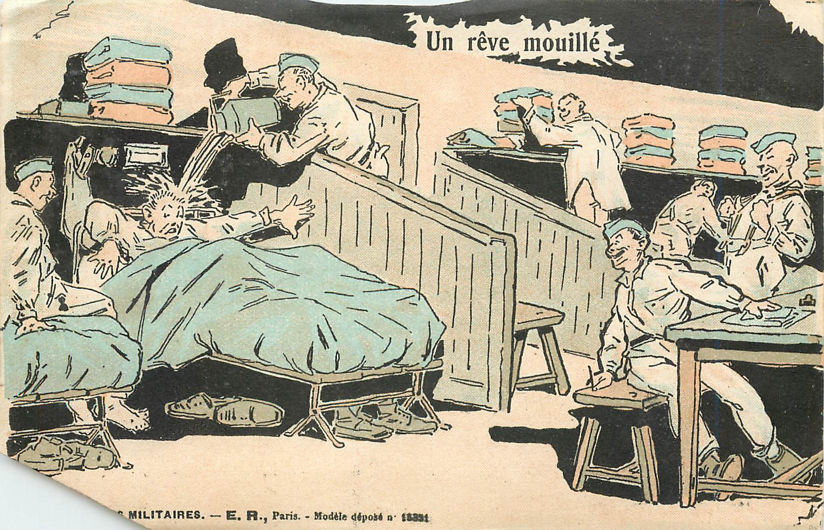 CPA Un reve mouille Militaria