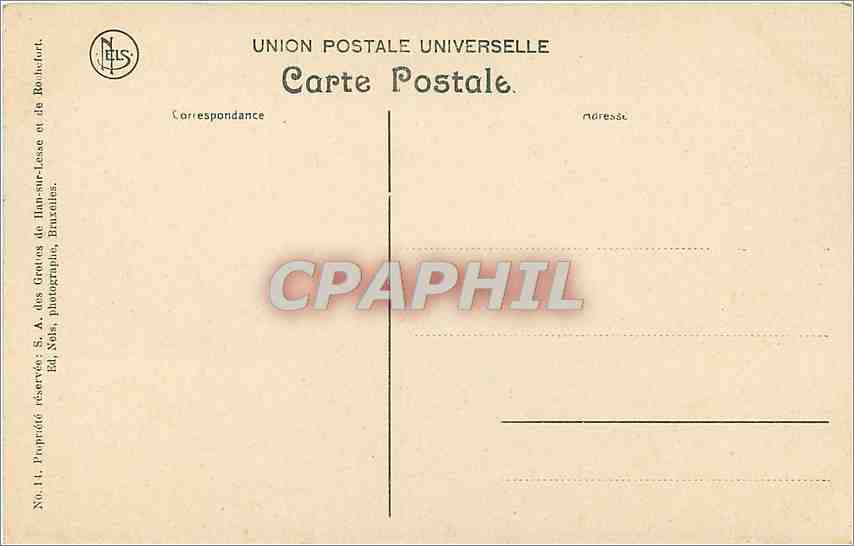 CPA Grotte de Han Le Pont de la Salle d'Armes  — Rückseite