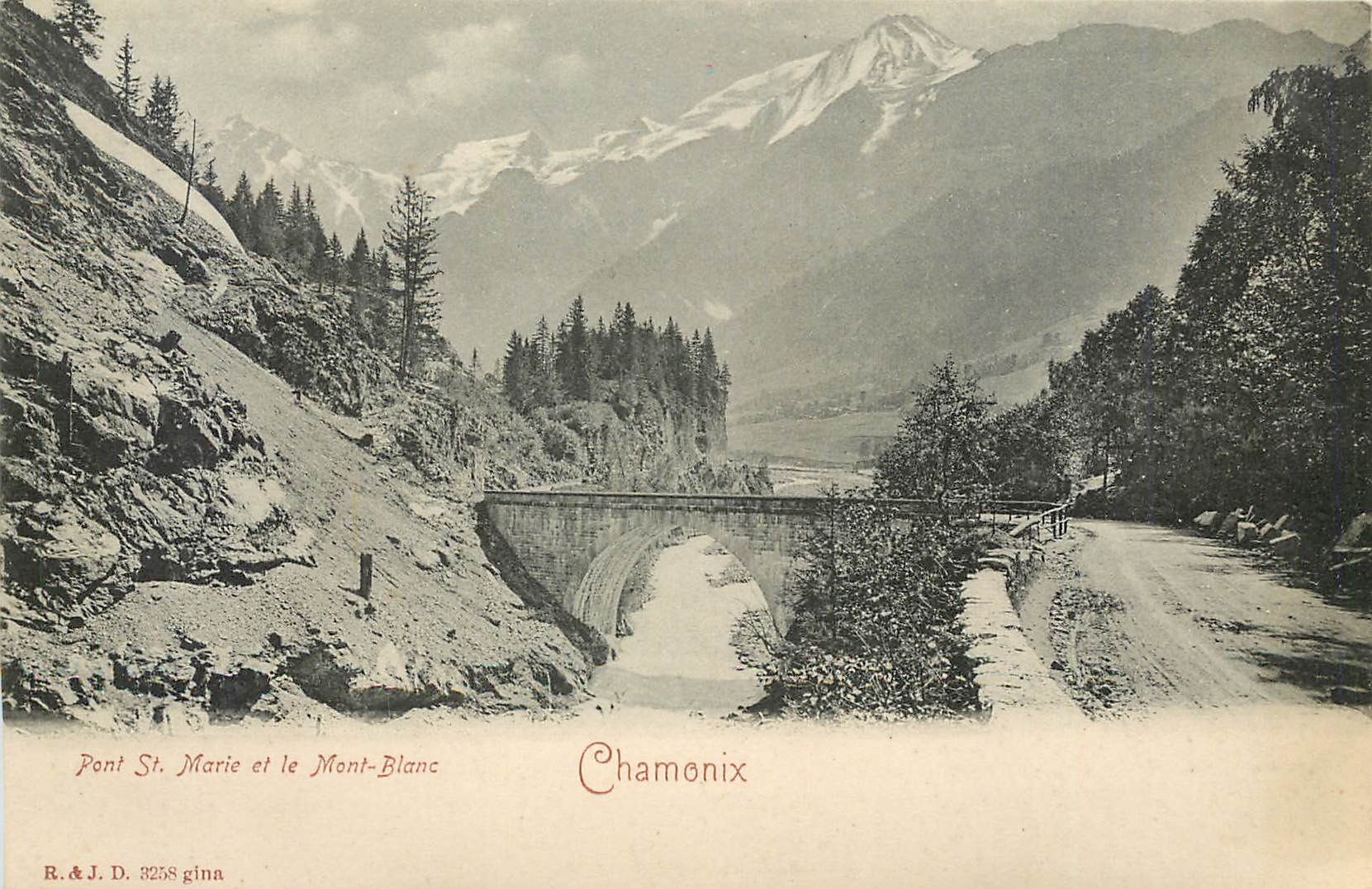 CPA Chamonix Pont St Marie et le Mont Blanc 