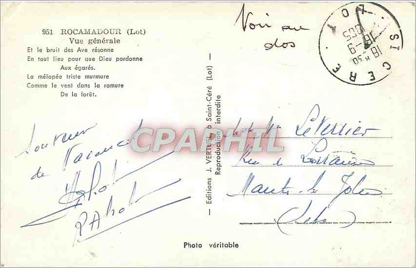 CPA Rocamadour Lot Vue generale  — Rückseite