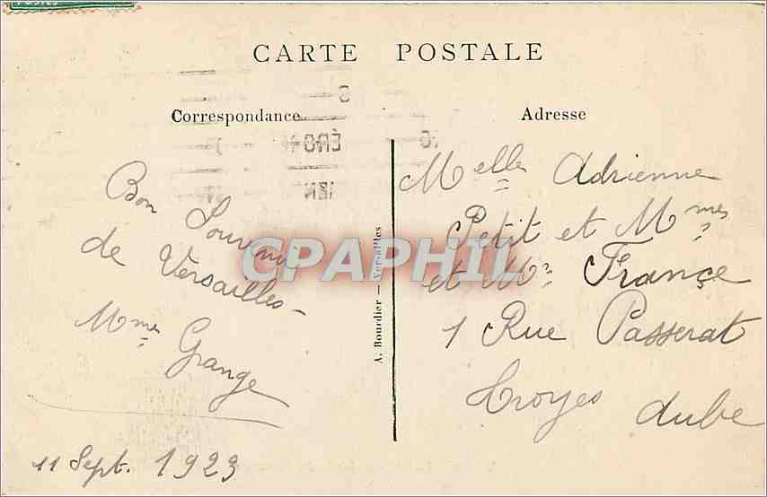 CPA Versailles Bassin des Colonnades  — Verso