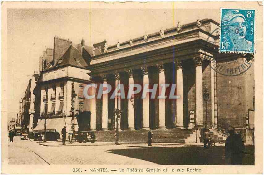 CPA Nantes Le Theatre Graslin et la rue Racine 