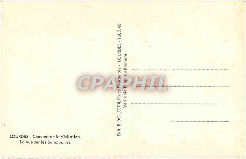 CPM Lourdes Couvent de la Visitation La vue sur les Sanctuaires  — Verso