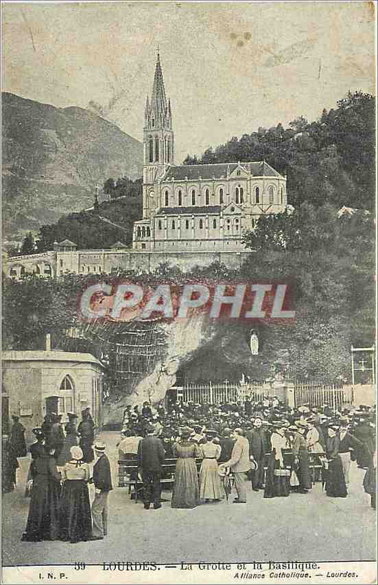 CPA Lourdes La Grotte et la Basilique 