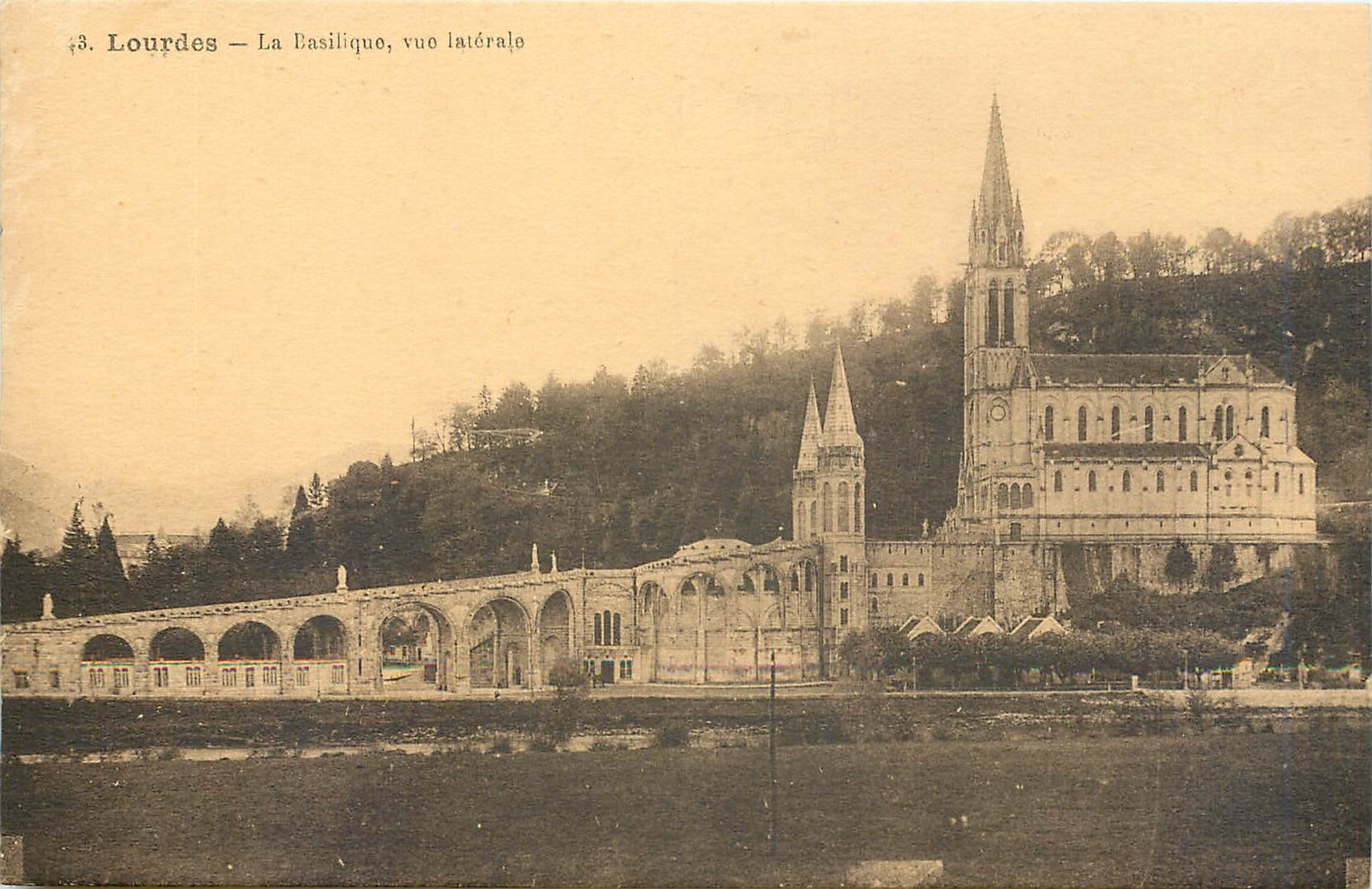 CPA Lourdes La Basilique vue laterale 