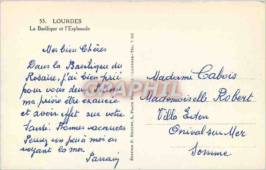 CPA Lourdes La Basilique et l'Esplanade  — Verso