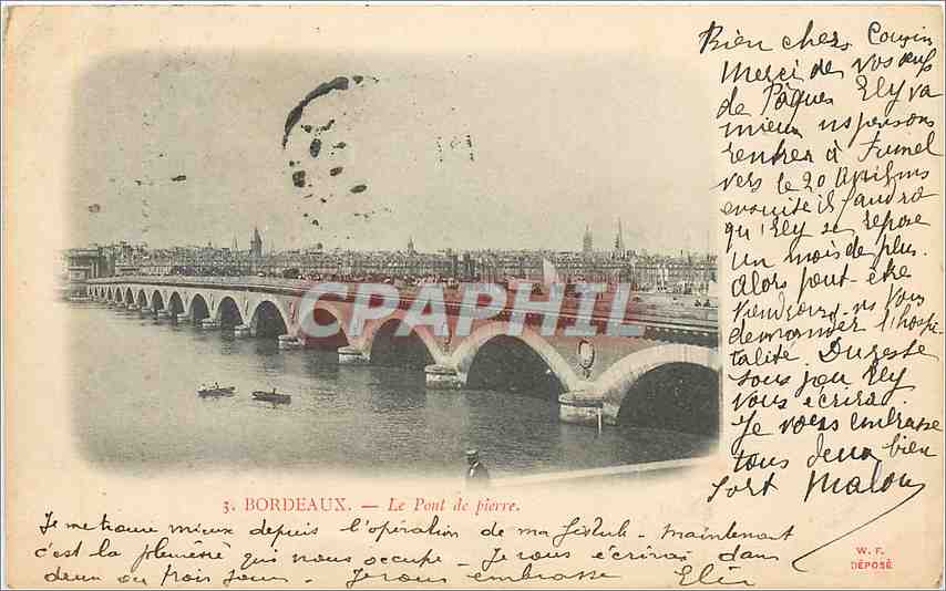 CPA Bordeaux Le Pont de pierre (carte 1900)