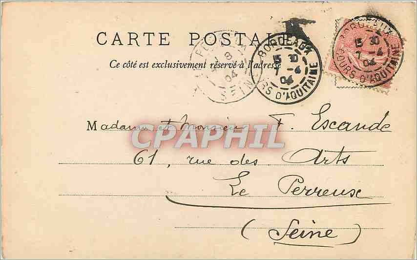 CPA Bordeaux Le Pont de pierre (carte 1900) — Verso