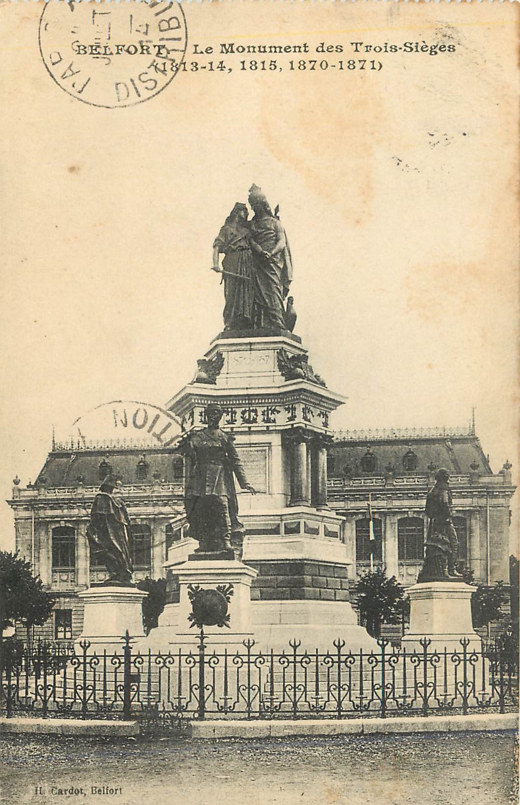 CPA Belfort Le Monument des Trois Sieges 
