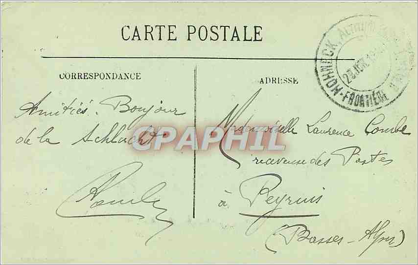 CPA Le Hohneck Altenwier Versant Alsacien  — Rückseite
