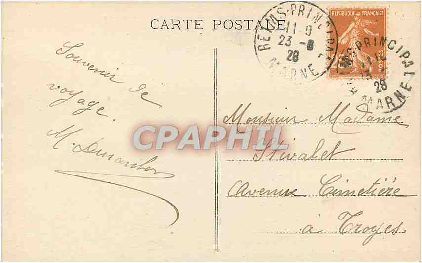 CPA Reims Jardin Colbert vers la Cathedrale Vue prise de la Gare  — Rückseite