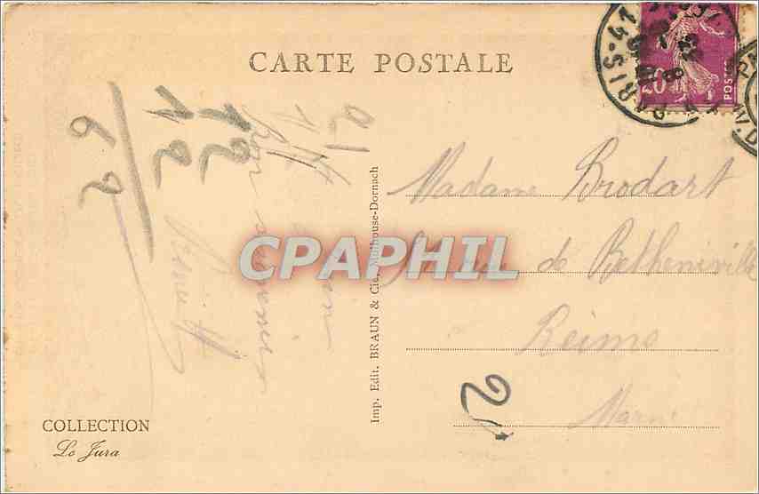 CPA le Belvedere Suisse et les Gorges du Doubs  — Verso