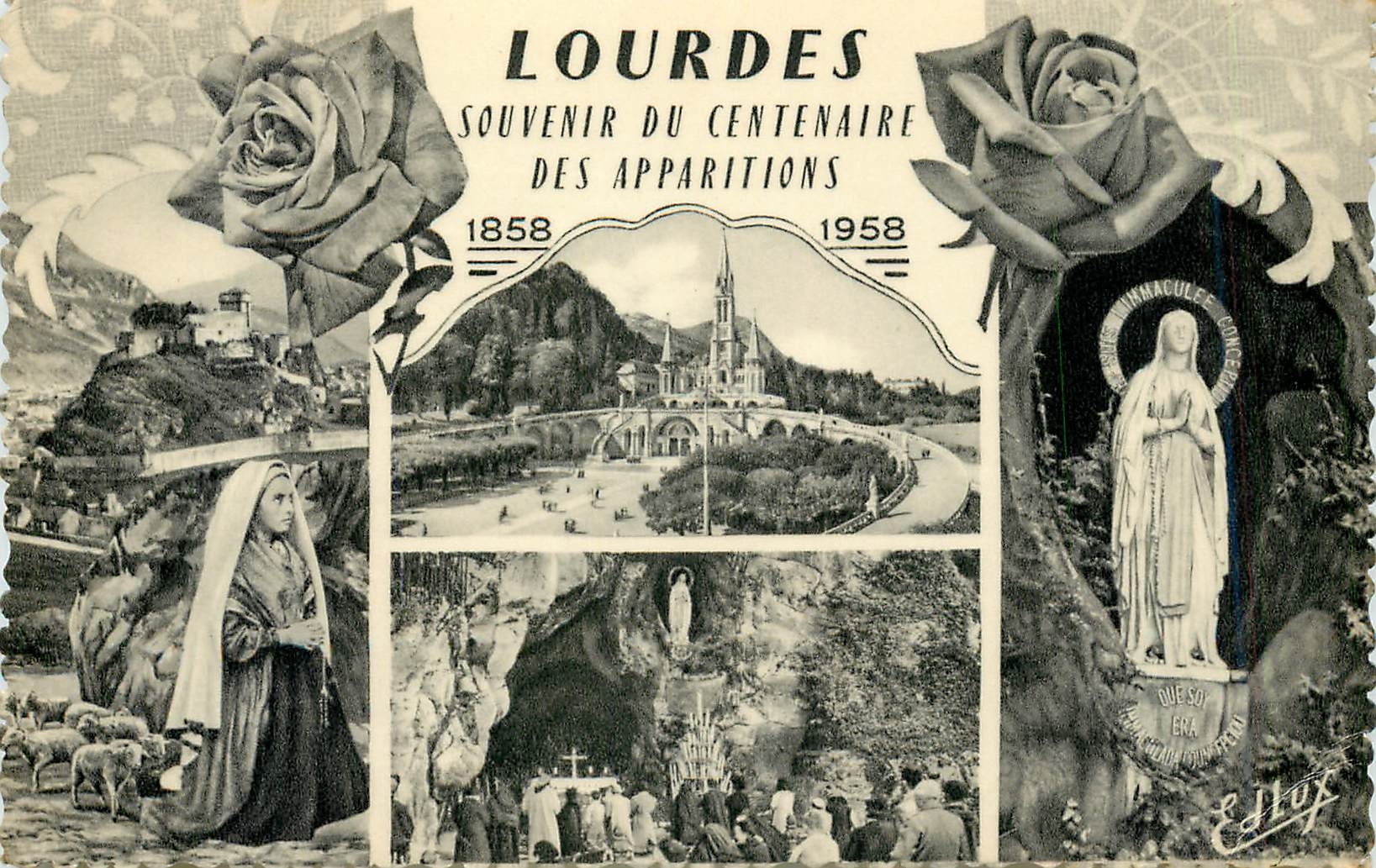CPA Lourdes Souvenir du Centenaire des Apparitions 