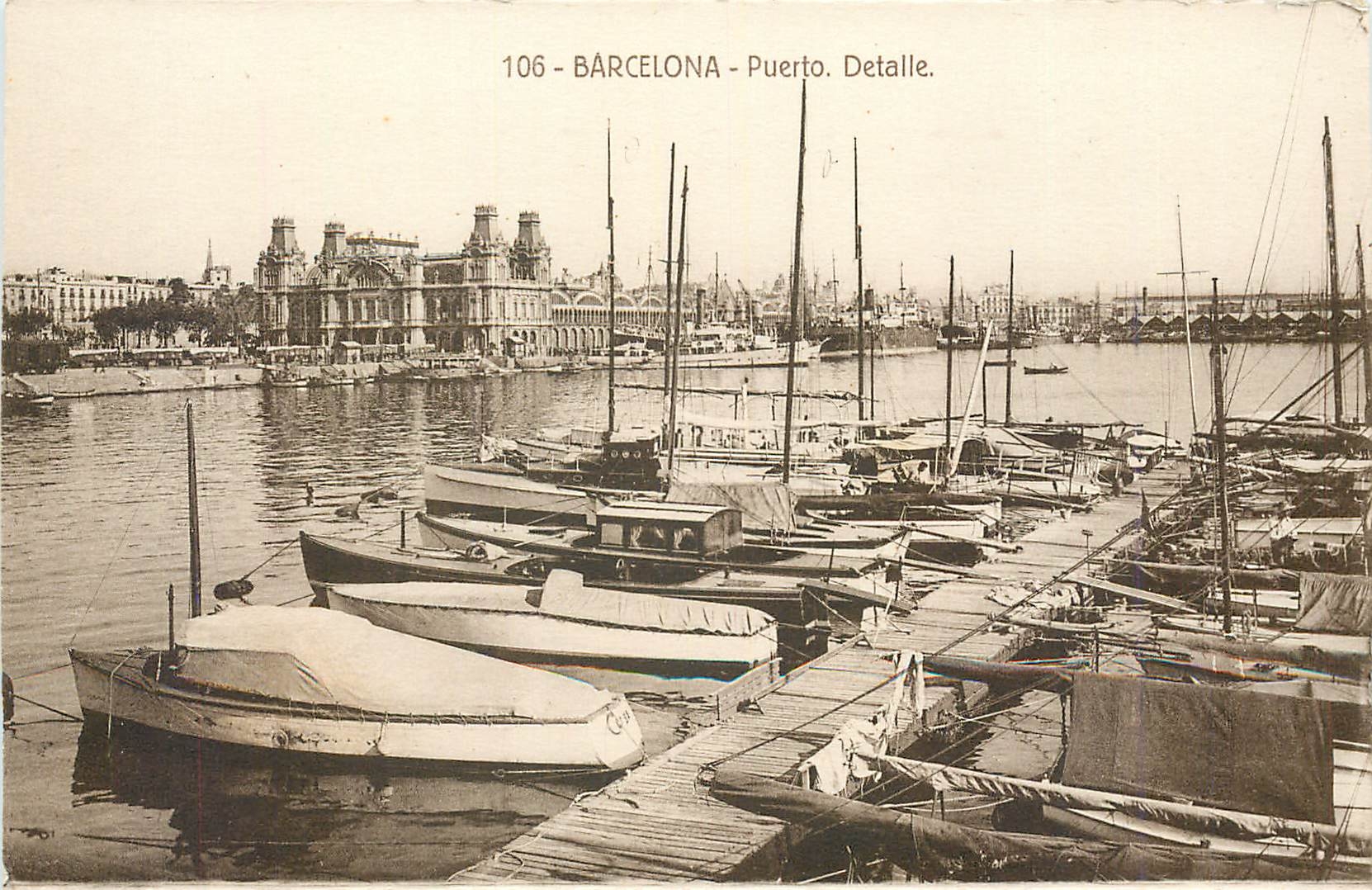 CPA Barcelona Puerto Detalle Bateaux