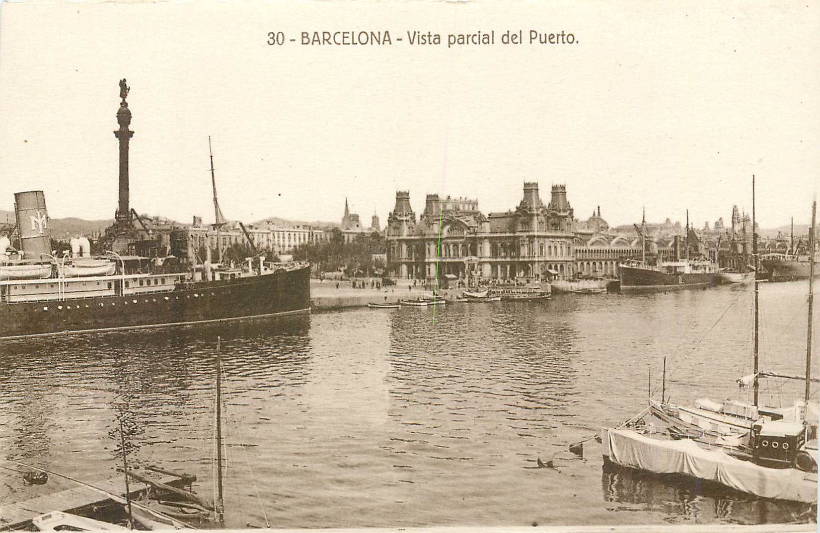 CPA Barcelona Vista parcial del Puerto Bateaux