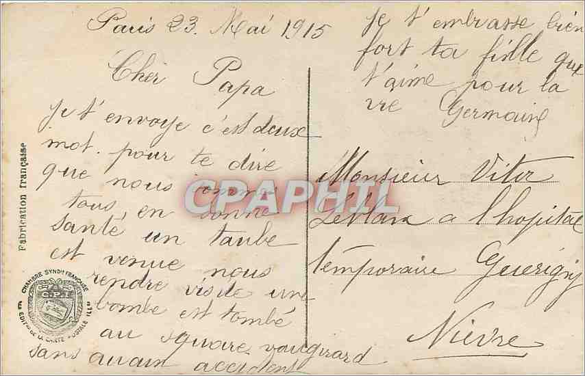 CPA Cher Drapeau de France  — Verso