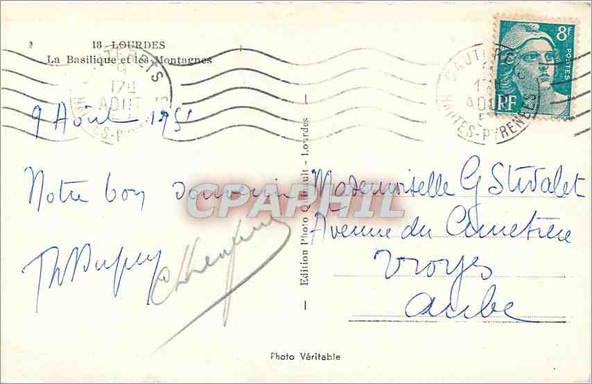 CPA Lourdes La Basilique et les Montagnes  — Verso