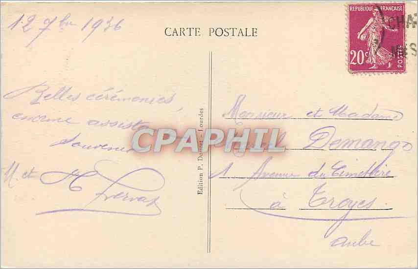 CPA Lourdes Le Chateau Fort  — Verso