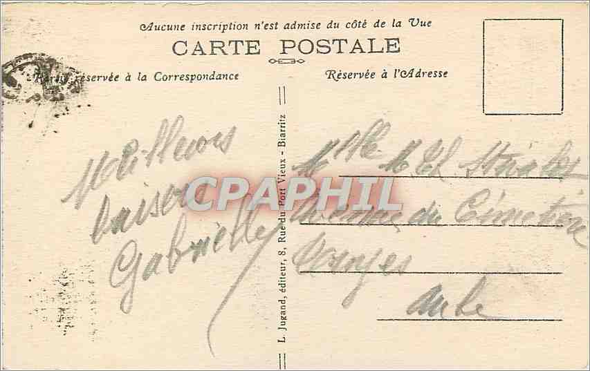 CPA Biarritz La Promontoire de l'Atalaye et Rocher  — Verso