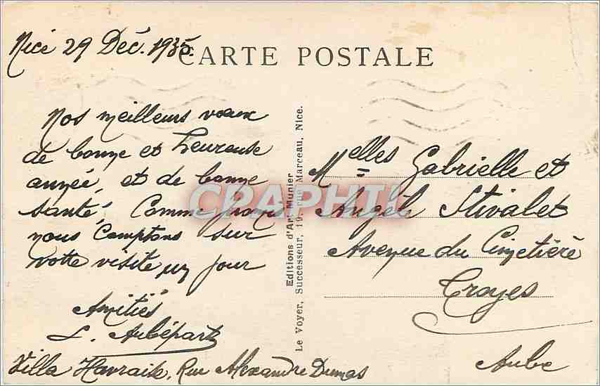 CPA Nice Promenade des Anglais  — Verso