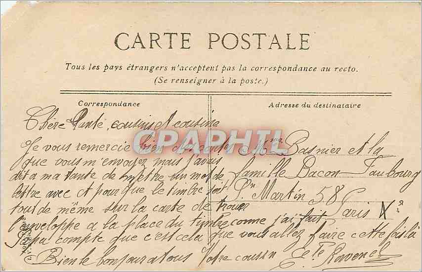 CPA Caen — Verso