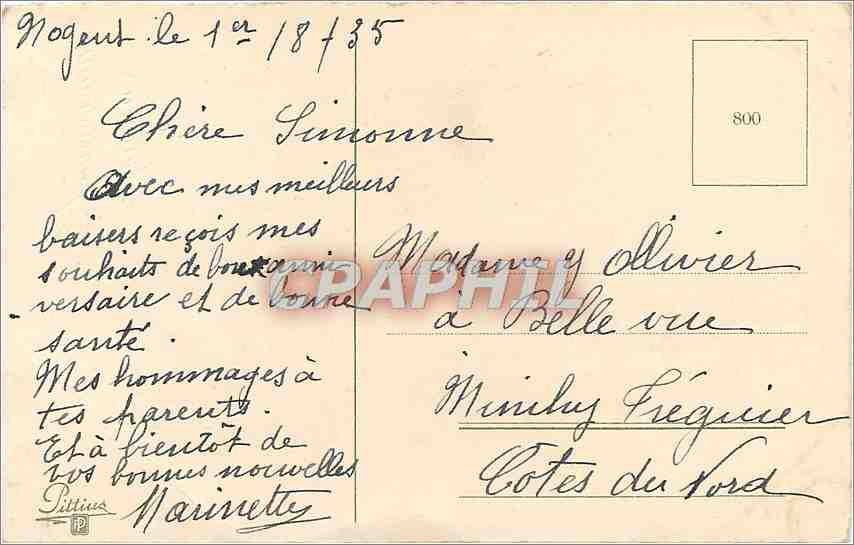 CPA Heureux Anniversaire  — Rückseite