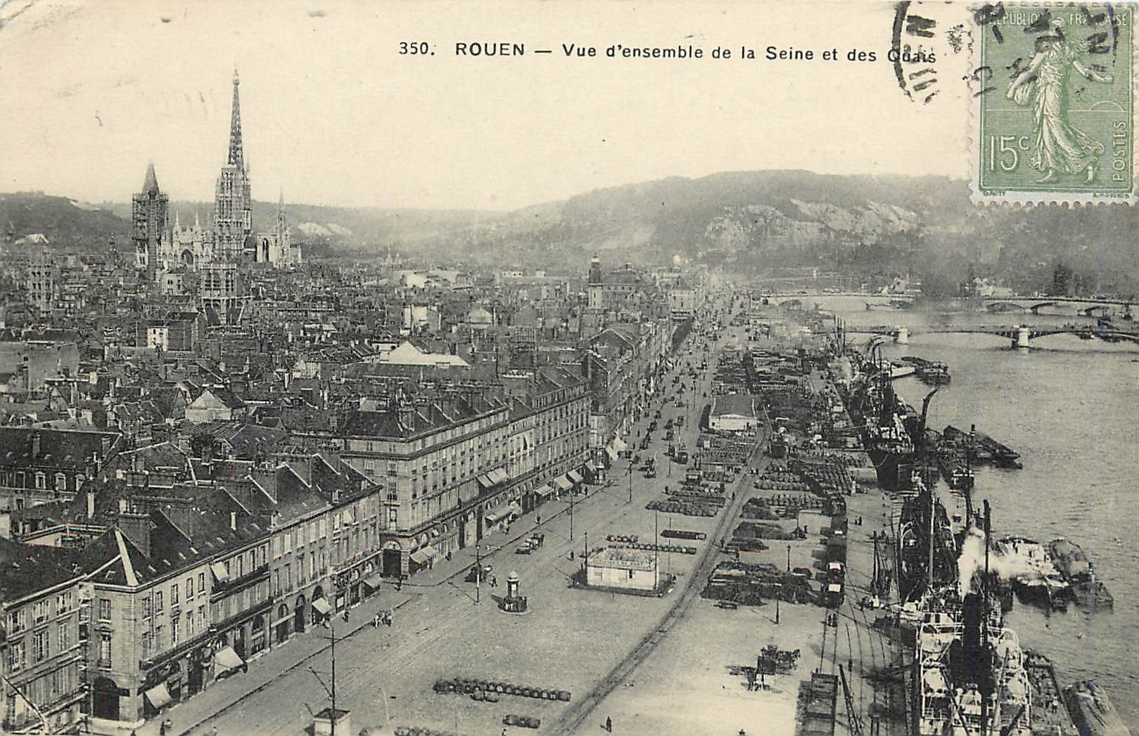 CPA Rouen Vue d'ensemble de la Seine 