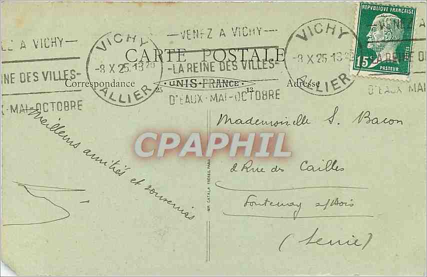 CPA Vichy Allier Terrasse du Casino  — Rückseite