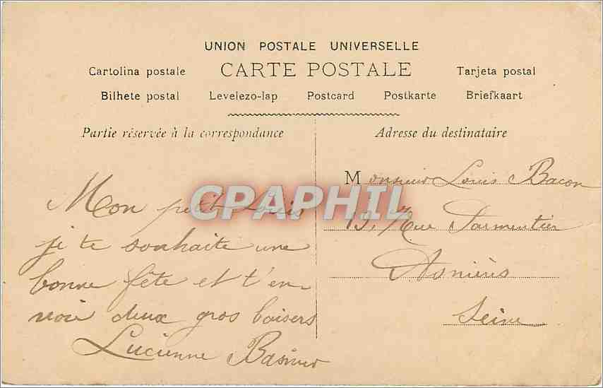 CPA Bonne Fete Enfant — Rückseite