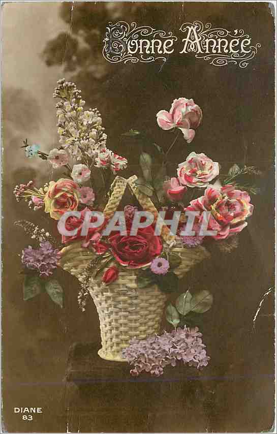 CPA Bonne Annee Fleurs