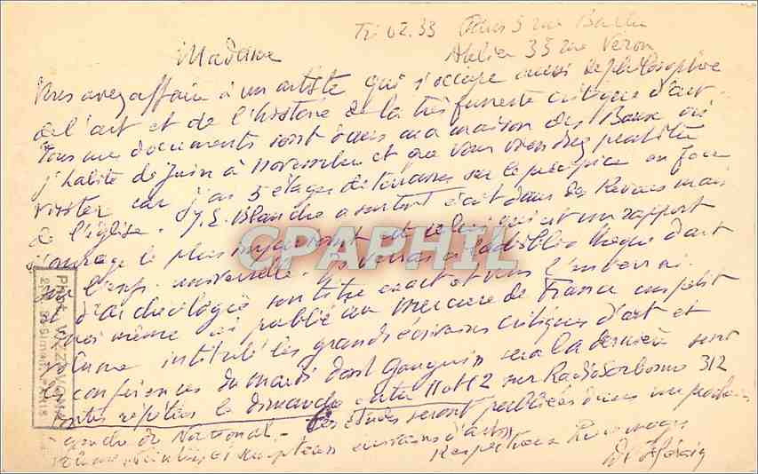 CPA Leonard de Vinci — Verso