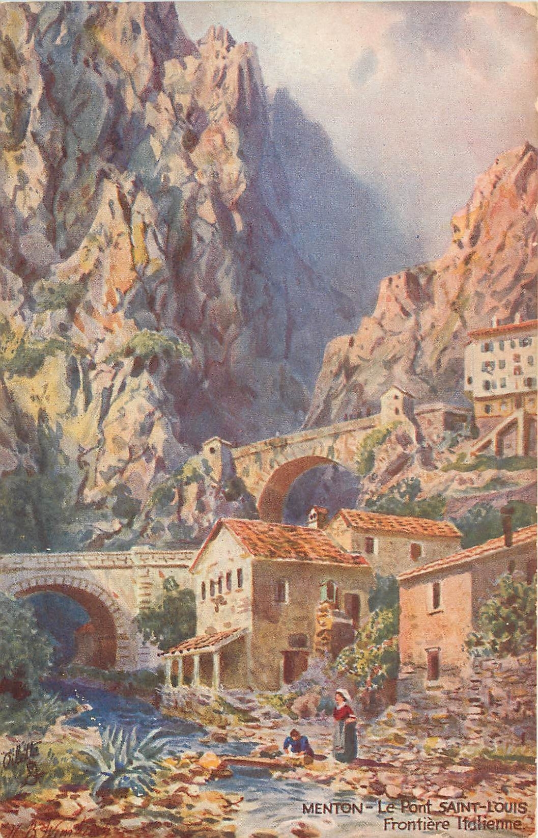 CPA Menton Le Pont Saint Louis Frontiere Italienne 