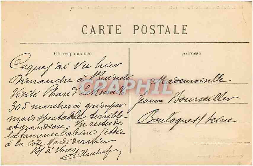 CPA Saint Guenole Penmarch Une Lame de fond balayant la Roche des Victimes  — Rückseite