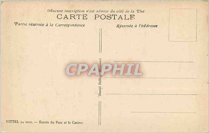 CPA Vittel La Nuit Entree du Parc et le Casino  — Rückseite