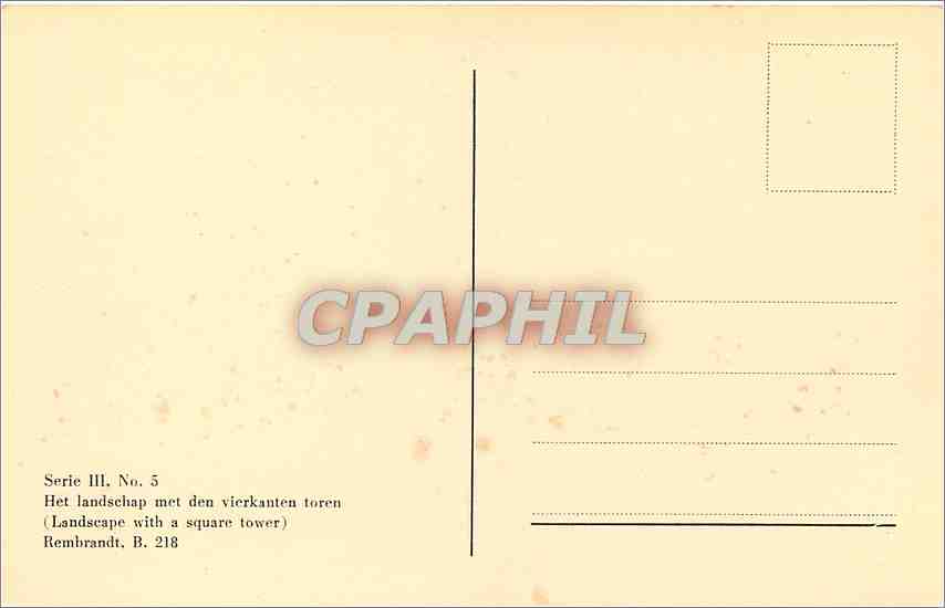 CPA Het lanschap met den vierkanten toren  — Rückseite