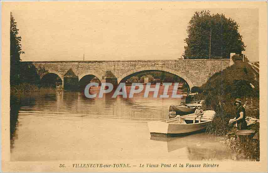 CPA Villeneuve sur Yonne Le Vieux Pont et la Fausse Riviere Barque
