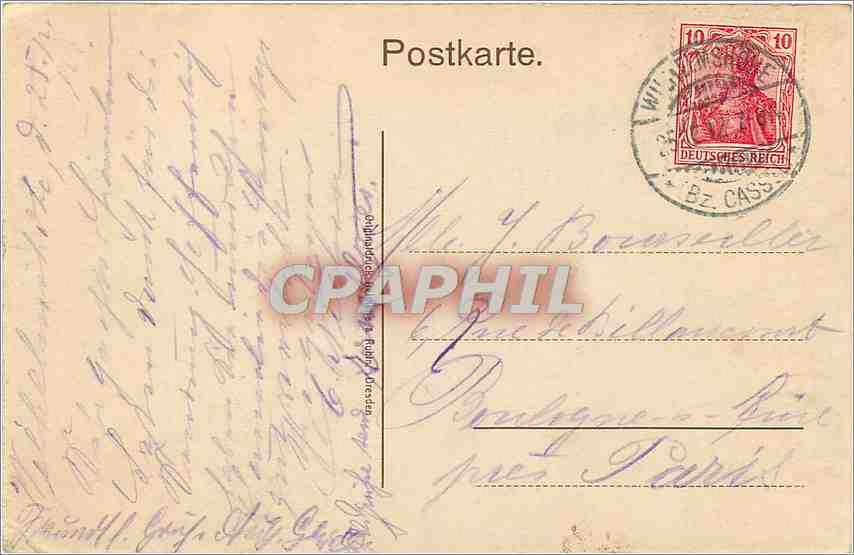 CPA Cassel Partie bei schloss Wilhelmshohe  — Rückseite